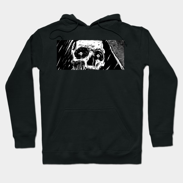 Crying Skull Black and White Art Hoodie by DeathAnarchy